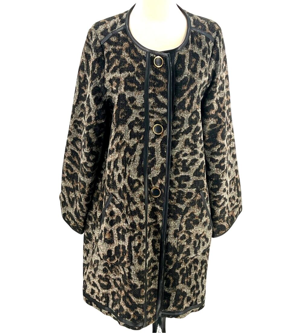 Rafaella Women’s Leopard Unlined Coat with Snap Buttons